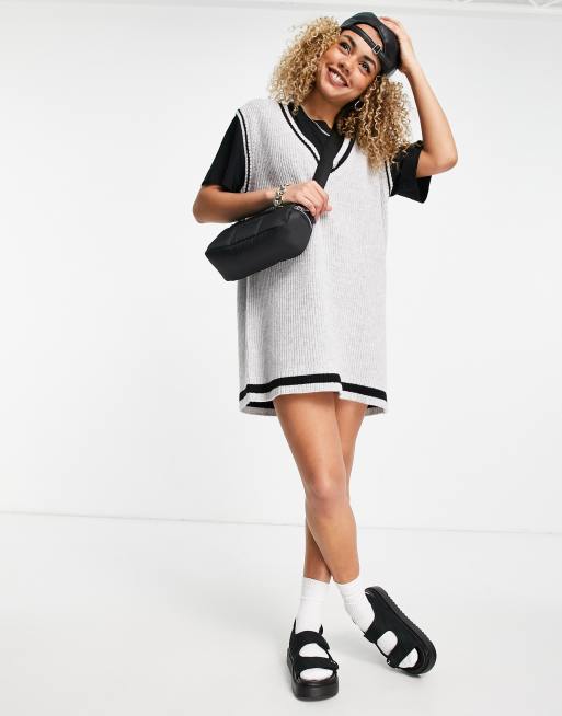 Weekday North knitted vest dress in grey ASOS