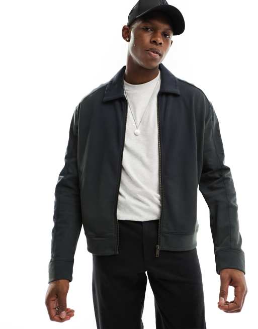 Weekday Norton zip through bomber style cardigan in black wash | ASOS