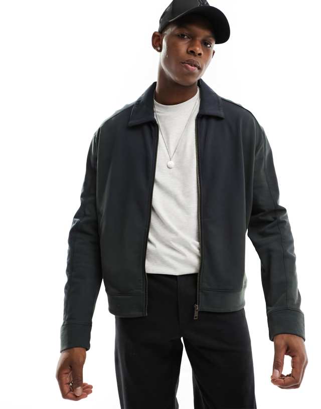 Weekday - norton zip through bomber style cardigan in black wash