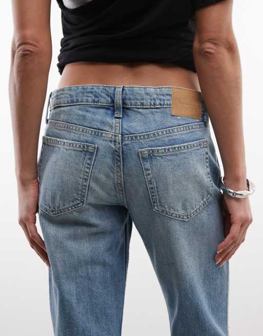 Weekday - Nova - Blå forvaskede og lavtaljede jeans i slim fit med med svaj, 5 af 5