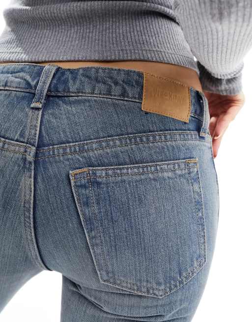 Weekday - Nova - Blege blå lavtaljede smalle bootcut-jeans, 2 af 5