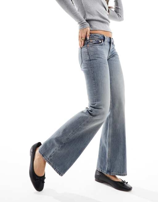 Weekday - Nova - Blege blå lavtaljede smalle bootcut-jeans, 5 af 5