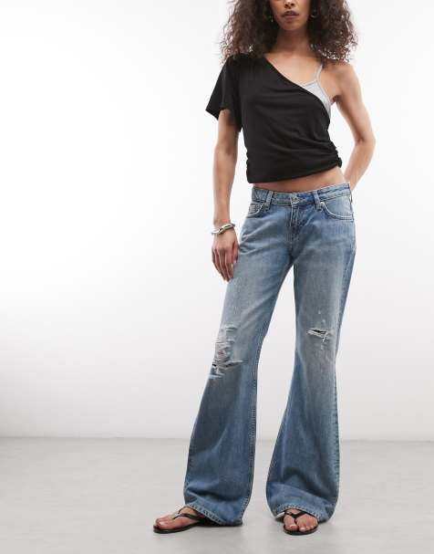 Weekday - Nova - Flared jeans met lage taille in blauwe wassing - view 1