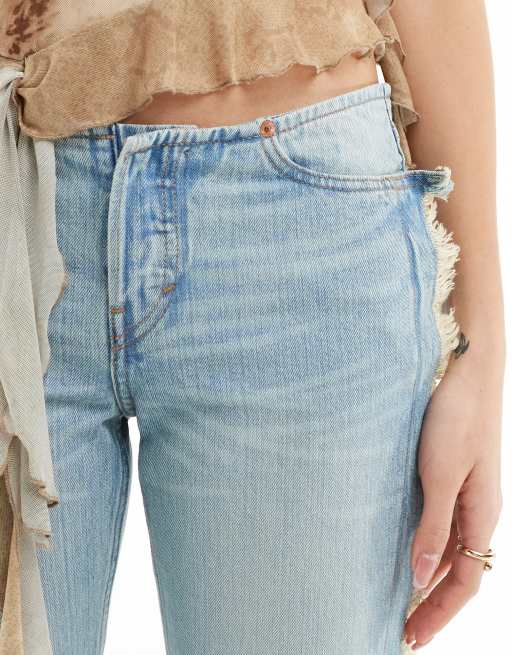Weekday – Nova – Jasnoniebieskie jeansy bootcut z niskim stanem i postrzępionymi krawędziami, 5 z 5