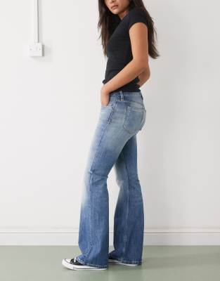 Weekday Nova Low Waist Slim Bootcut Flare Jeans In Blue