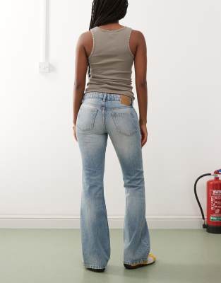 Weekday Mercury Relaxed Bootcut Leg Workwear Jeans In Blue