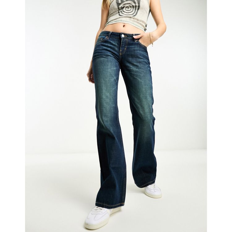 Stay Groovy Low Rise Bootcut Jeans - Blue