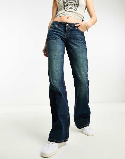 Motel roomy extra wide low rise jeans in mid blue used