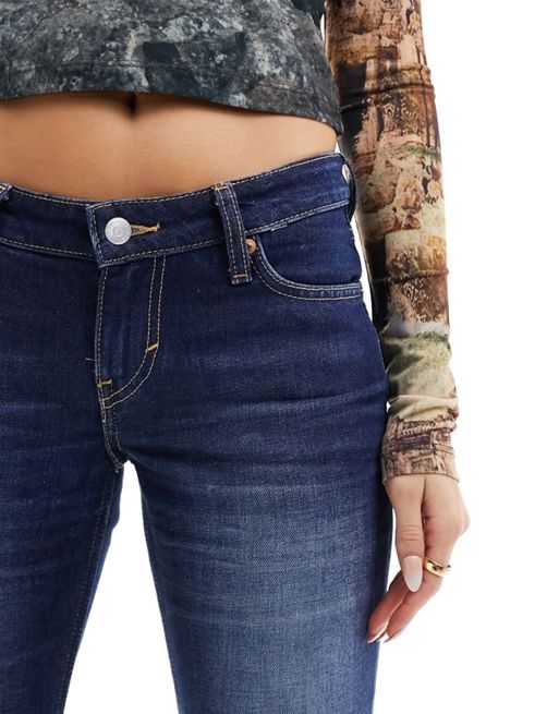 Weekday Nova low waist slim bootcut jeans in swamp blue