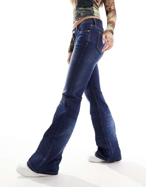 Weekday Nova low waist slim bootcut jeans in swamp blue