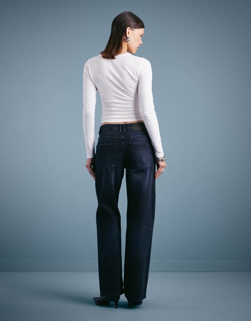 Weekday Nova low waist slim fit bootcut jeans in dark blue, 2 of 5