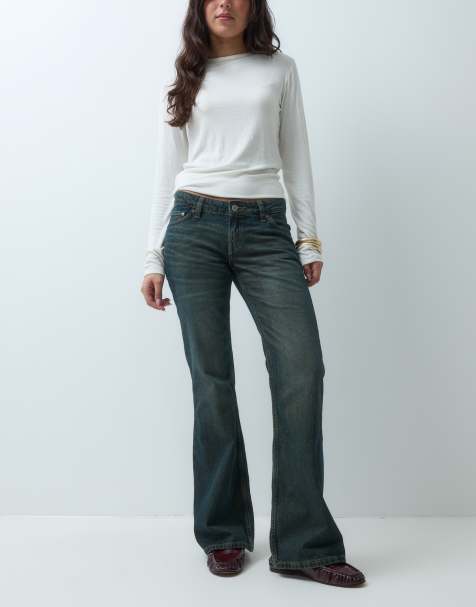 Weekday Nova low waist slim flare jeans in dark dusty blue wash - view 1