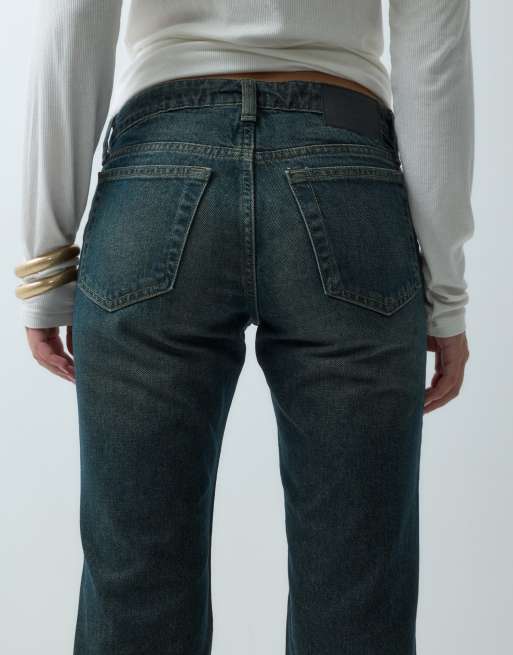 Weekday Nova low waist slim flare jeans in dark dusty blue wash, 5 of 5