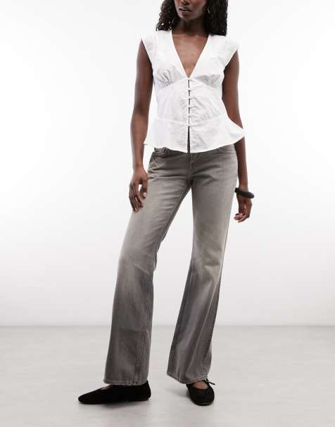 Weekday Nova low waist slim flare jeans in grey wash - view 1