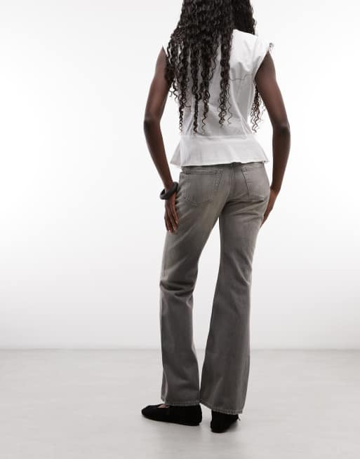 Weekday Nova low waist slim flare jeans in grey wash, 3 of 5