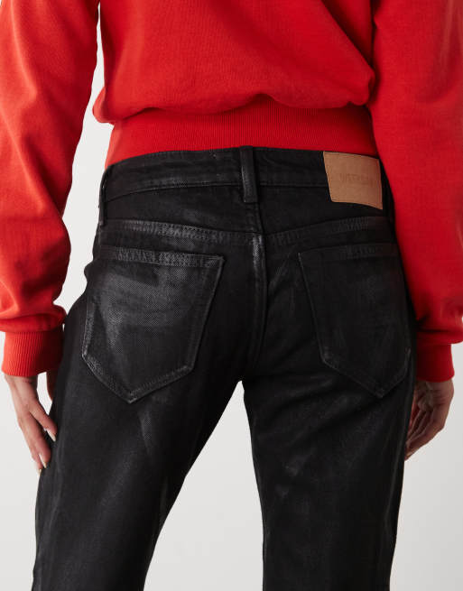 Weekday – Nova – Powlekane czarne dzwony bootcut ze skręconymi szwami , 4 z 5