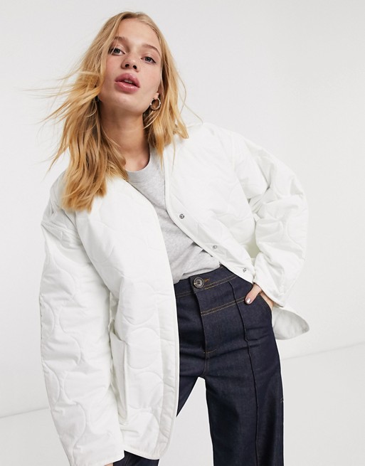 Weekday Nova quilted jacket in off-white