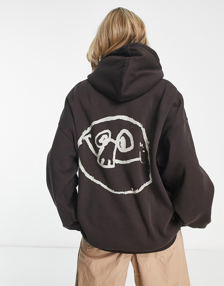 Weekday Now oversized hoodie with graphic back logo in brown
