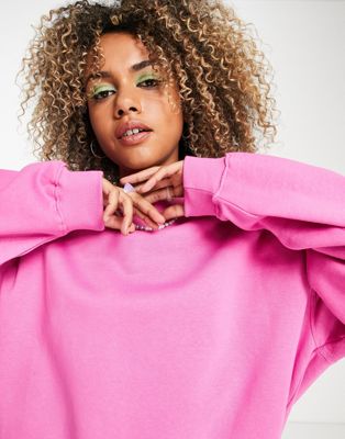 Weekday Now oversized sweatshirt in pink - ASOS Price Checker