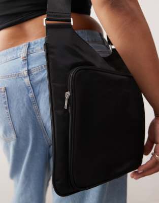 Weekday Nylon Cross-body Bag In Black