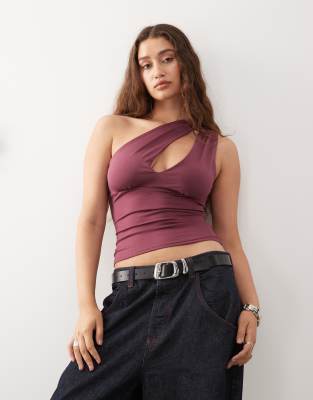 Weekday - Oberteil in Burgunderrot mit One-Shoulder-Träger und Schlitz-Detail, exklusiv bei ASOS
