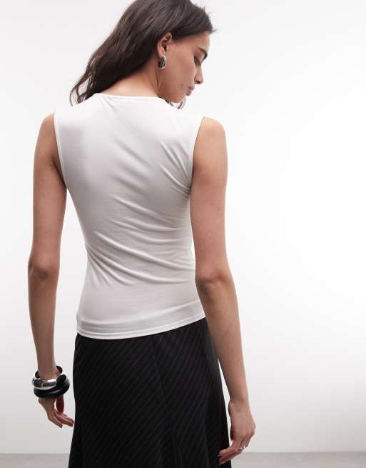 Weekday – Oberteil in Weiß mit tiefem Ausschnitt, 4 von 4