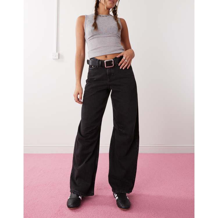Weekday Oblique v shaped low waist barrel leg jeans with