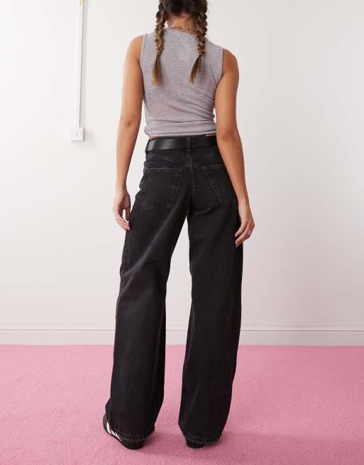 【WOOALONG】 ★レディース★ Curve shape denim pants ★ BLACK ☆WOOALONG☆ Curve shape black denim pants BLACK (WOOALONG