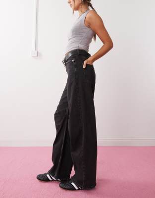 Weekday Oblique v shaped low waist barrel leg jeans with