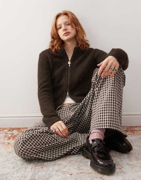 Weekday Odora wool blend zip cardigan in brown - view 1