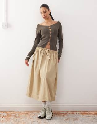 Weekday Off Shoulder Cardigan In Green