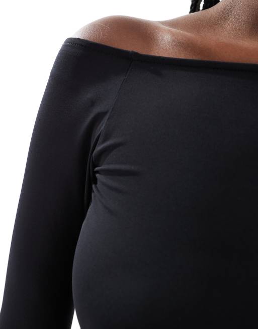 Weekday off-shoulder long sleeve top in black