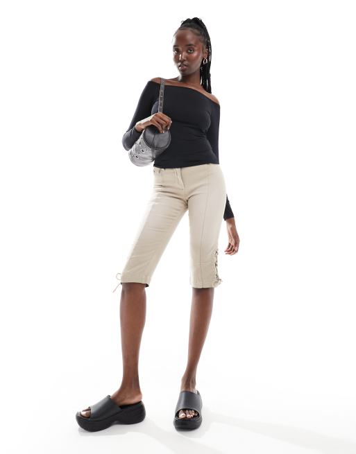 Weekday off-shoulder long sleeve top in black