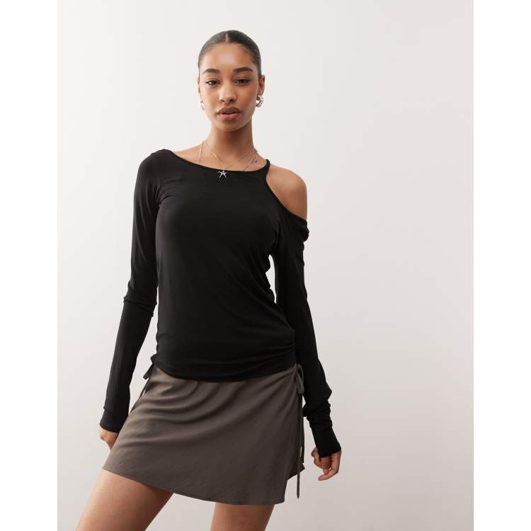 Weekday off shoulder long sleeve top with cut out detail in