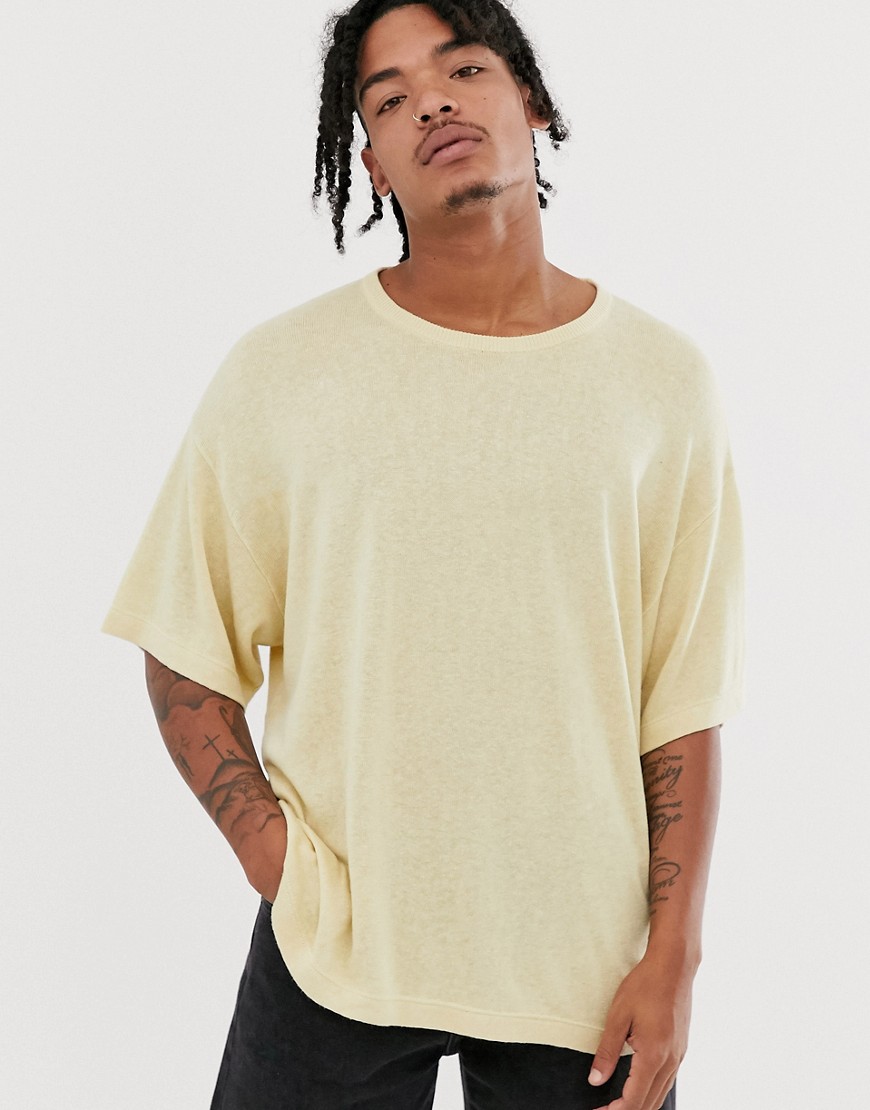 Weekday Ola knitted t-shirt in beige