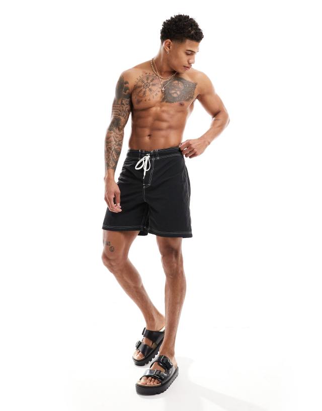 Weekday - ole board swim shorts with contrast seams in black