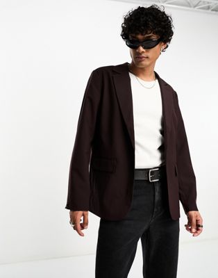 Weekday olle oversized blazer in brown  - ASOS Price Checker
