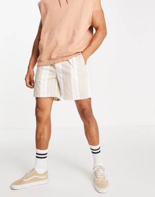Weekday – Olsen – Gestreifte Shorts in Gelb