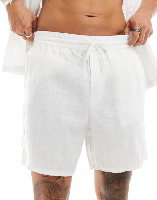 Weekday – Olsen – Leinenmix-Shorts in gebrochenem Weiß mit normalem Schnitt, 3 von 4