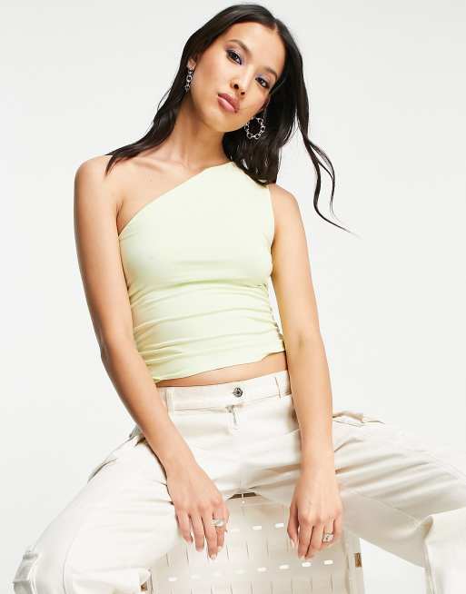 Weekday one shoulder in lime green ASOS