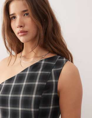 Weekday One Shoulder Top With Asymmetric Peplum Hem In Black