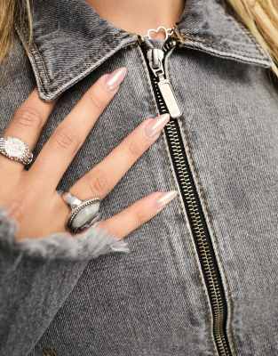 Weekday Ontario zip up denim jacket in eleven gray wash - part of