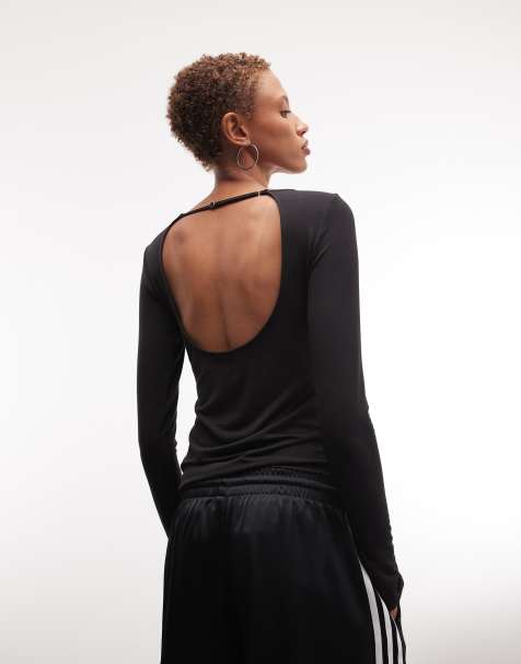 Weekday open back long sleeve top in black - view 1