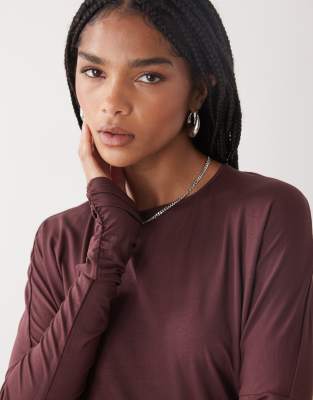 Weekday Open Back Long Sleeve Top In Burgundy