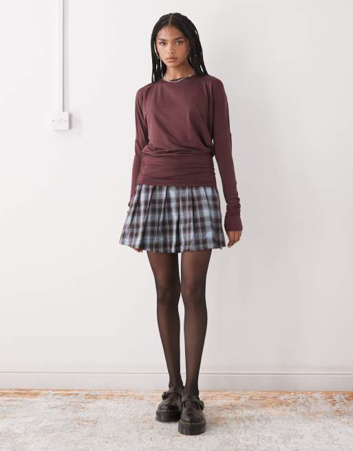 Weekday open back long sleeve top in burgundy, 4 of 4