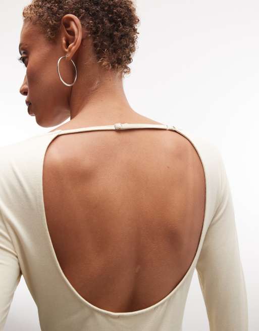 Weekday open back long sleeve top in butter yellow, 2 of 4