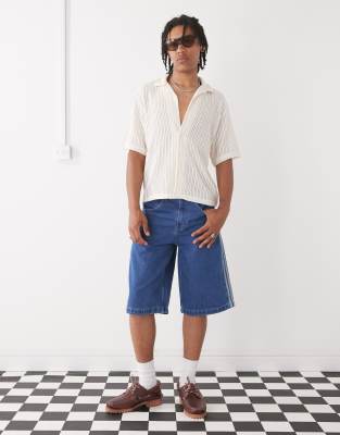 Weekday Open Knit Beach Resort Shirt In White