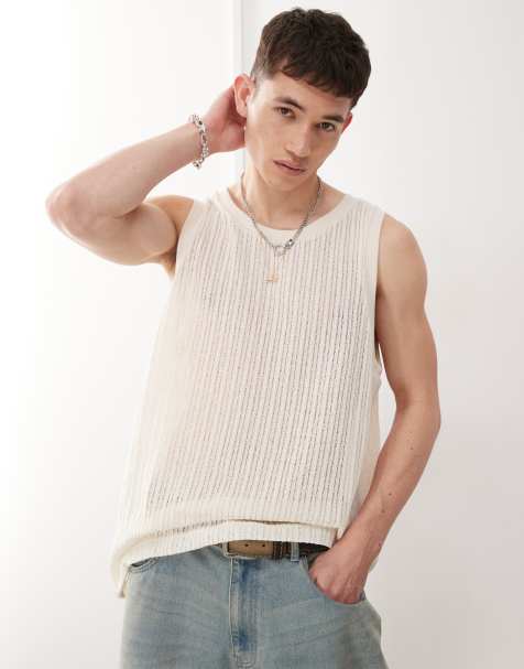 Weekday open knit tank top in off-white - view 1