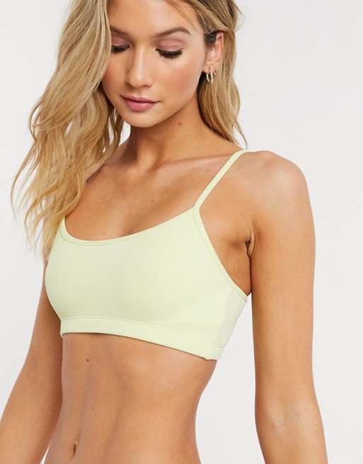Weekday Ophelia ribbed bra in pale yellow