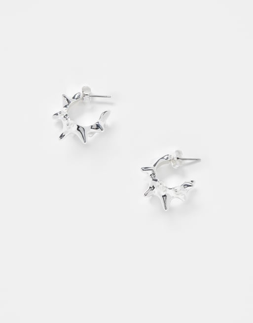 Weekday - Orecchini a cerchio unisex argento con punte